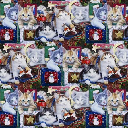 Christmas Kittens (1/2 yard PRE-CUT)