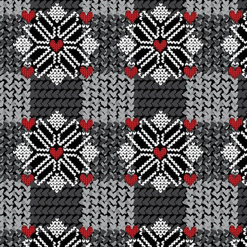 Benartex Snowy Plaid Black and Grey Knit and Caboodle 12758-14
