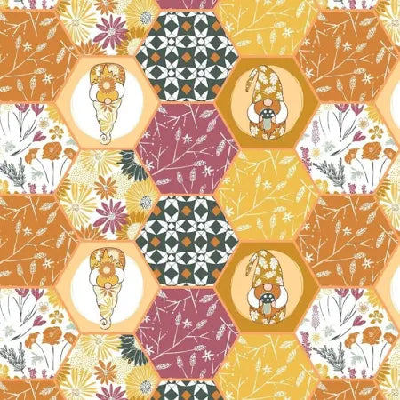 Camelot Fabrics Harvest Time Gnomes Patchwork 30200506 Hexagons