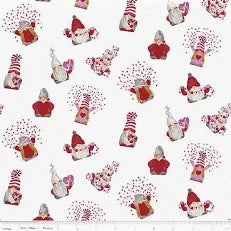 Riley Blake Gnomes In Love Toss White C11311