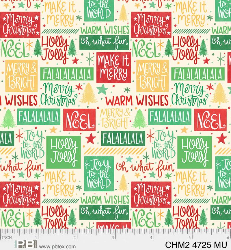 P&B Textiles Christmas Miniature II Christmas Writing Multi