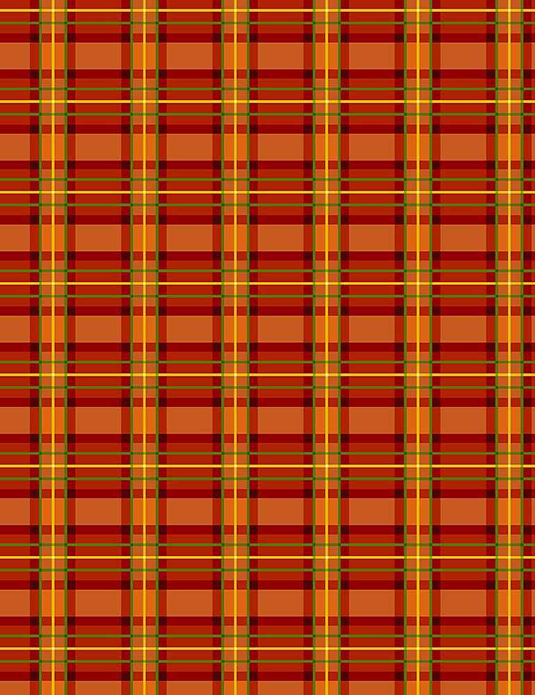Timeless Treasures Metallic Autumn Leaves Traditional Harvest Plaid Red CM129