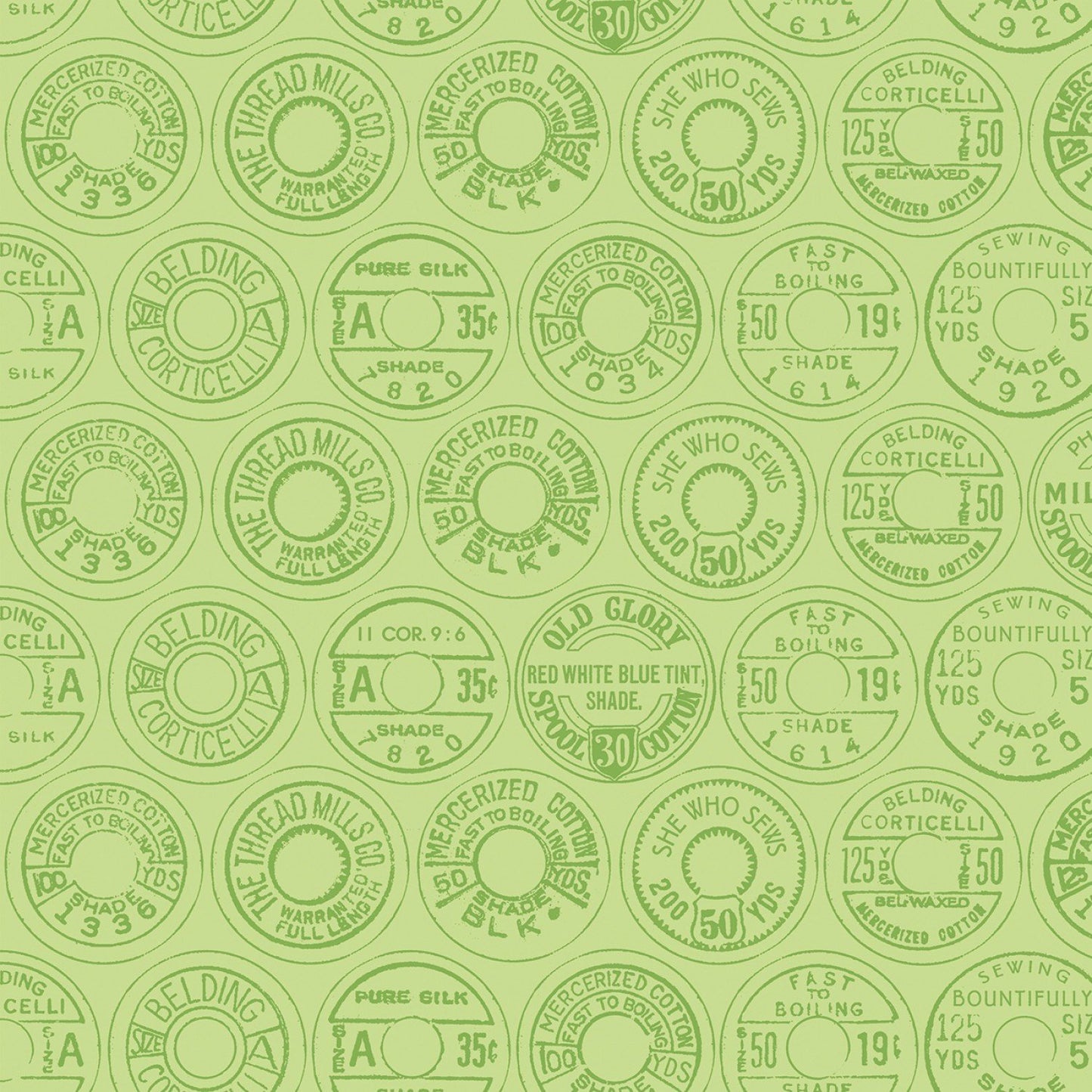 Riley Blake Designs She Who Sews Green C11338 Spool Tops