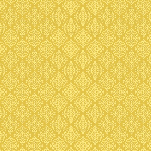 Benartex Blue & White Elegance Mini Medallion Yellow 3277-34