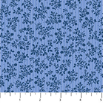 Patrick Lose Fabrics Charlotte's Garden Vinca Stripe Morning Glory 10047-43