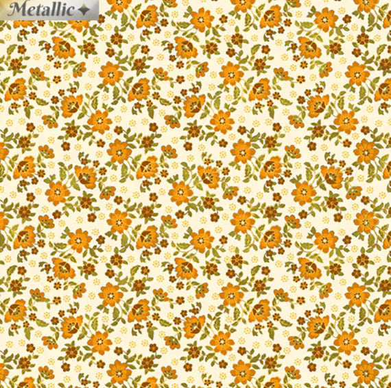 Benartex Radiance Radiant Mini Blossoms Cream Orange 9746M-07