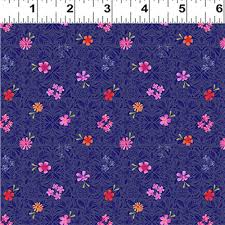 Clothworks Morning Glory Small Flowers Y3558-96 Dark Indigo