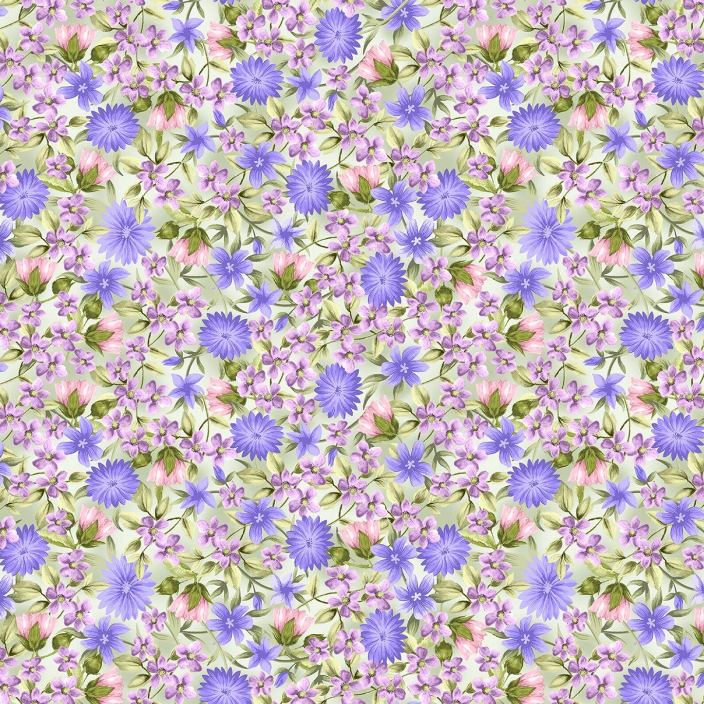 Benartex Spring Breeze Springtime Flowers Sage 9891-04