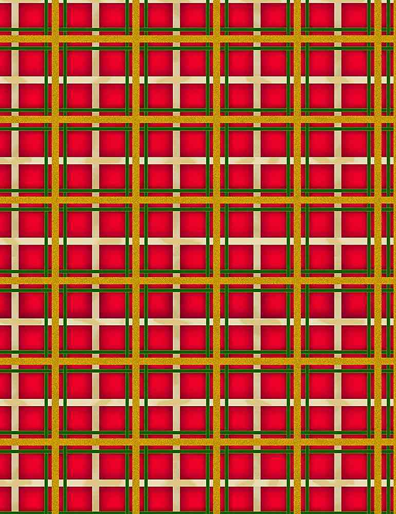 Timeless Treasures Traditional Metallic Holiday Plaid PLAID-CM1285 RED