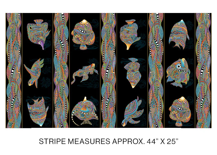 Benartex Hooked on a Fish Stripe Metallic Panel