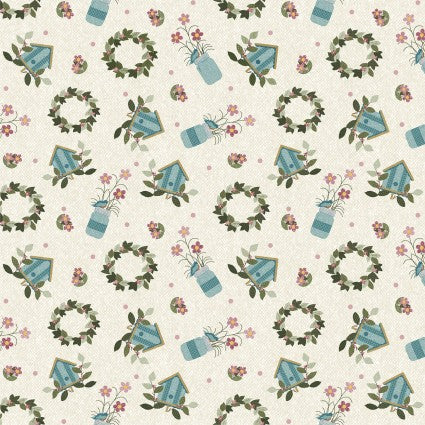 Benartex A Wooly Garden Toss Ivory 10472-71