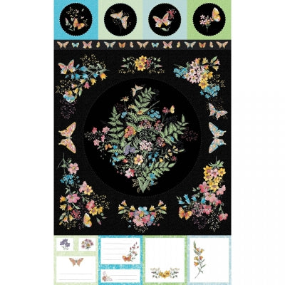 Maywood Studio Fabric Meadow Edge Panel Black