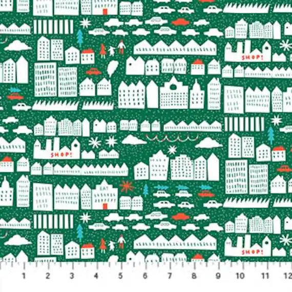 Figo (a division of Northcott) Wintertide Snowy Town Green 90086-72