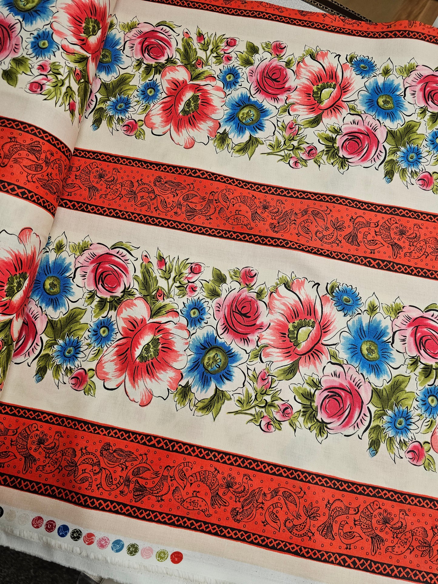 Maywood Studios Curio Cabinet Vintage Border Stripe Cream