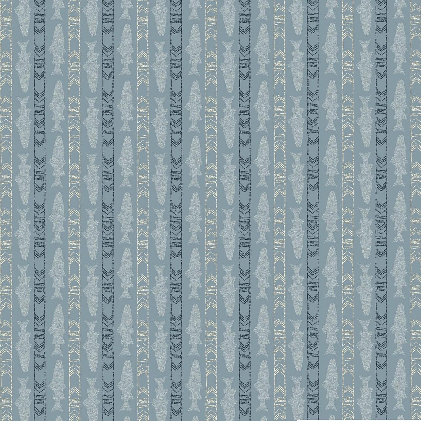 P&B Textiles Jetty Home Lake Escape Blue Fish Stripes 04520