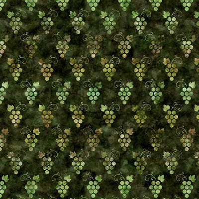 QT Fabrics A Little Wine Set Grape Bunches Dark Green