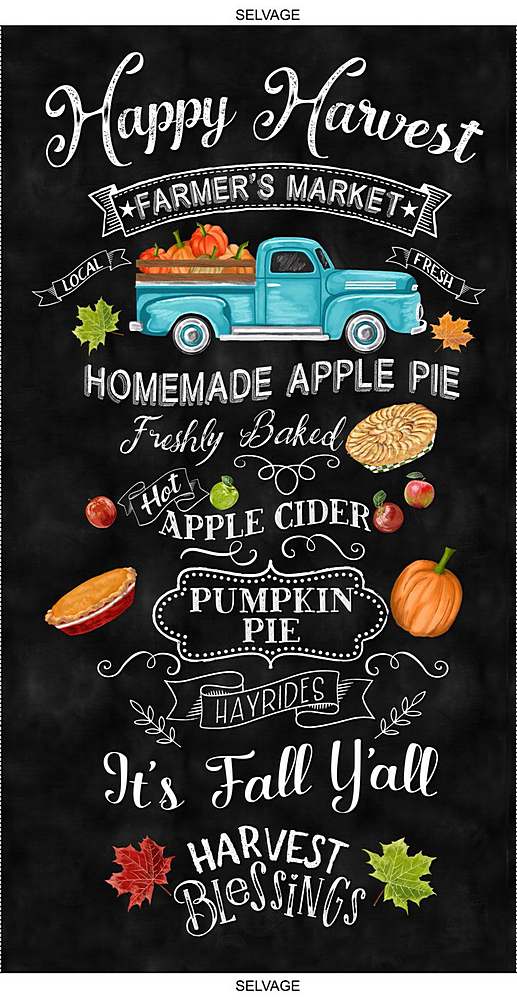 Timeless Treasure Happy Harvest PANELGC-CD1423 Black