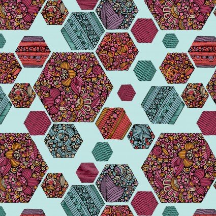 Benartex Rainbow Garden Happy Hexy Light Turquoise 13113-04