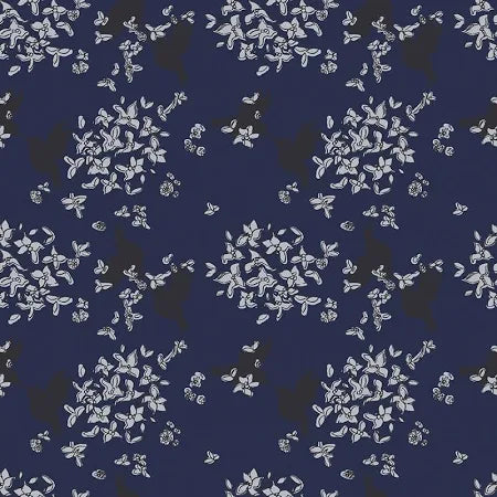 Riley Blake Watermark Flower Navy C11322
