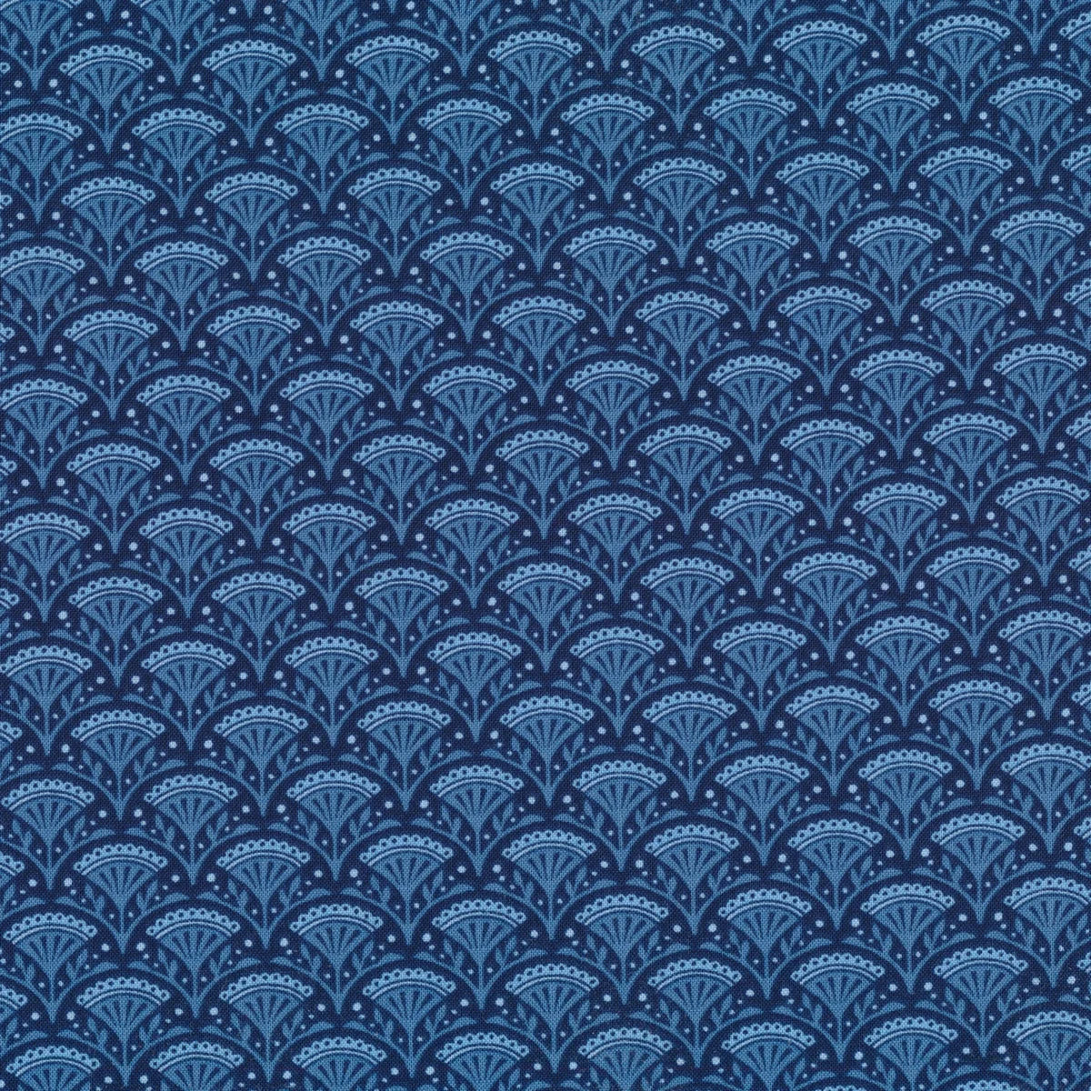9012 Benartex Wander Lane Blossom Scallop Navy Blue 13602-11