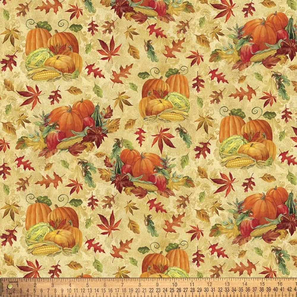 Fall Harvest Leaves and Pumpkins (1 yard PRE-CUT)