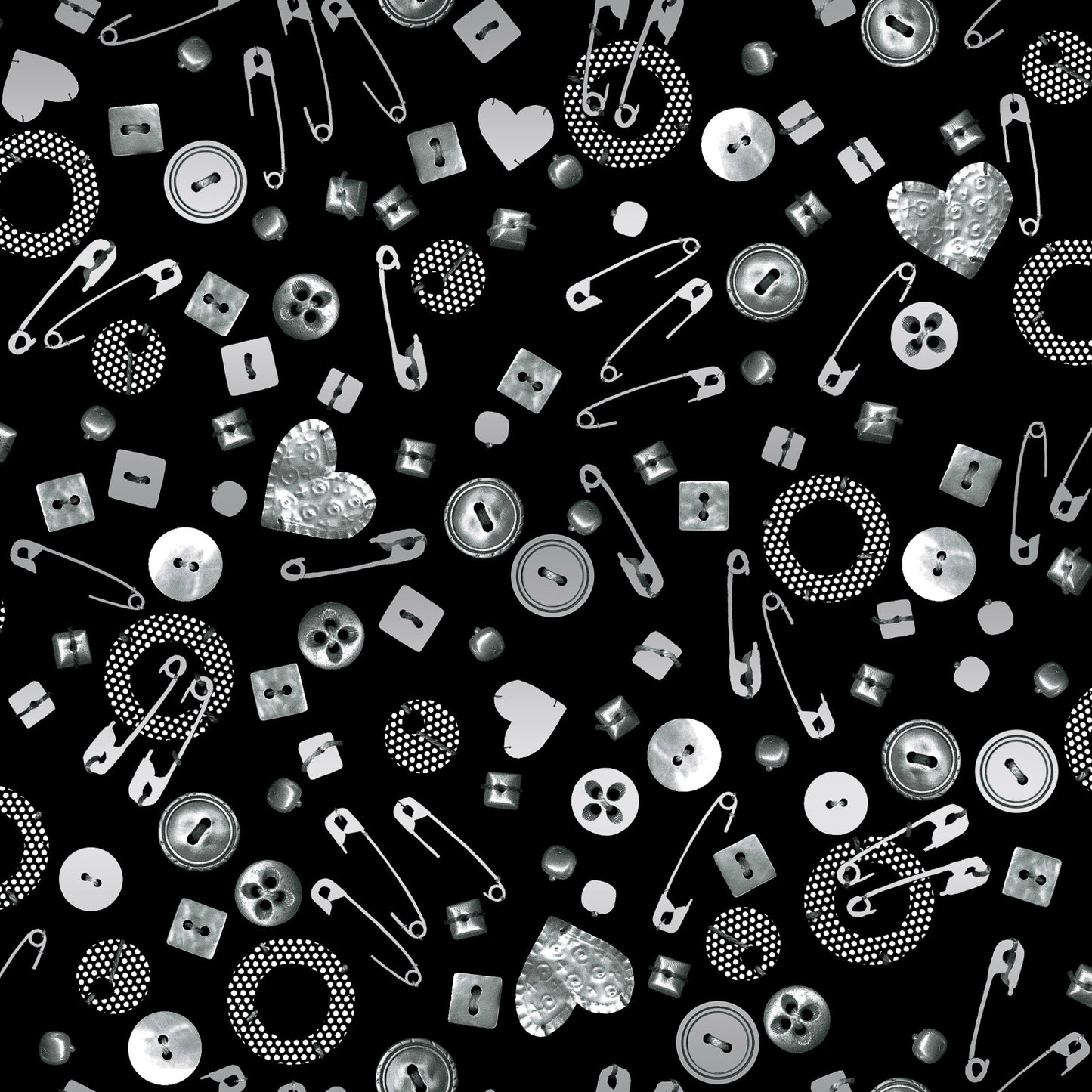 RJR Fabrics Heavy on the Metal Hardware Blackness Metallic JF300-BL2M