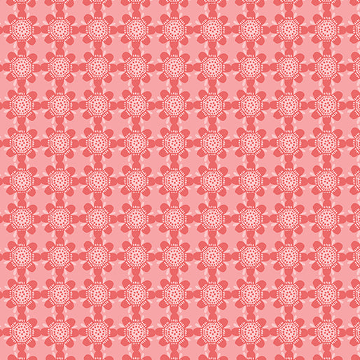 Benartex Blooming Denim Shadow Geo Coral 13284-26