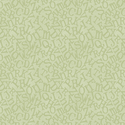 8061 Benartex Designer Fabrics ABC's Tossed Alphabet Green 13177-44