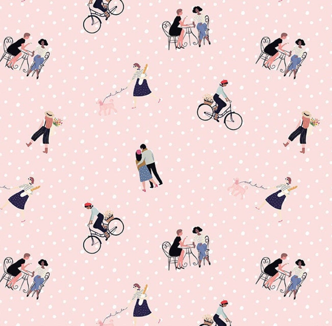 Riley Blake Saturday in Paris Friends Pink C11361