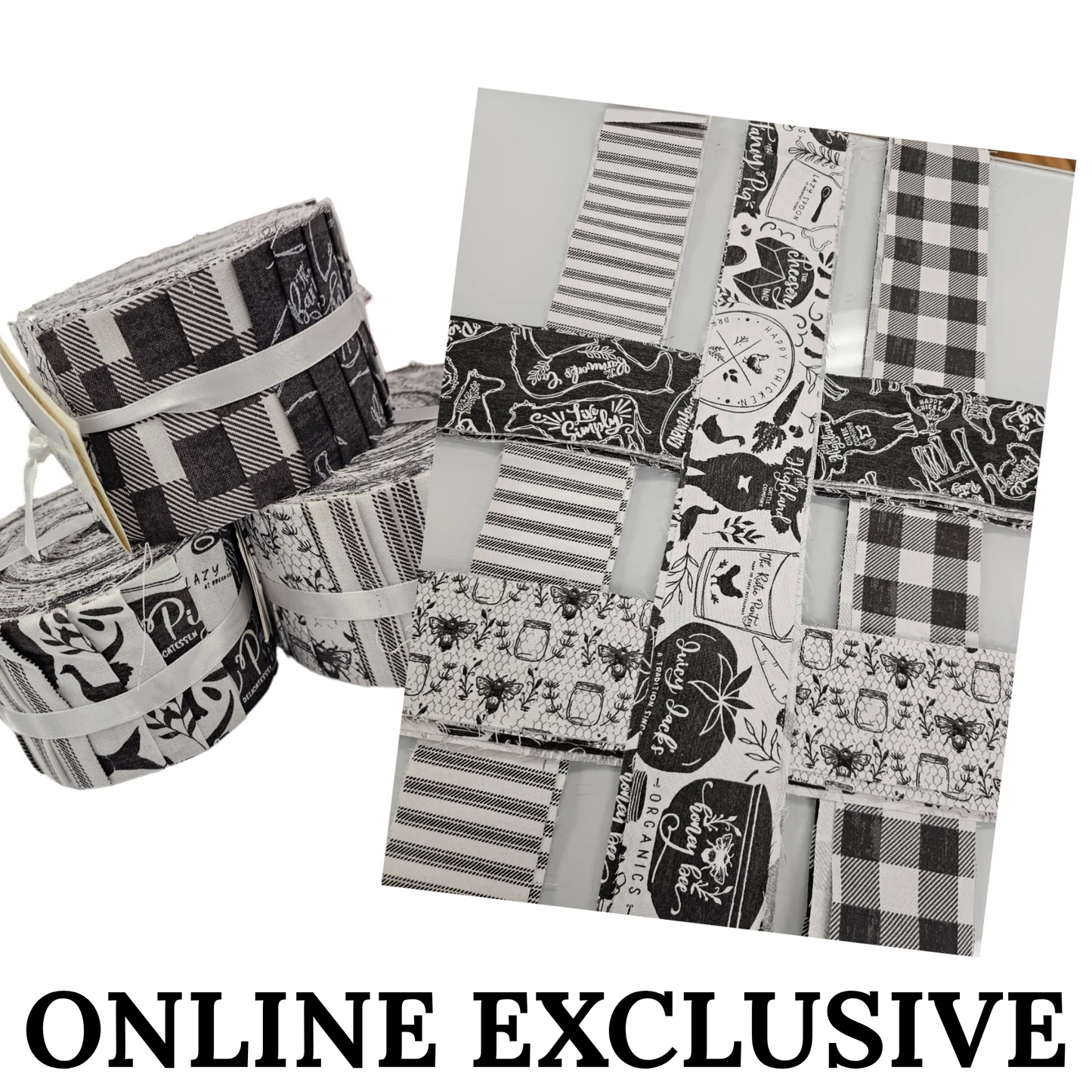 2 1/2" Strip Set BLACK & WHITE FARM PRINTS by Loop & Threads ONLINE EXCLUSIVE