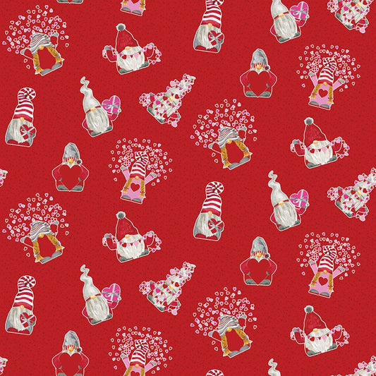 Riley Blake Gnomes In Love Toss Red C11311