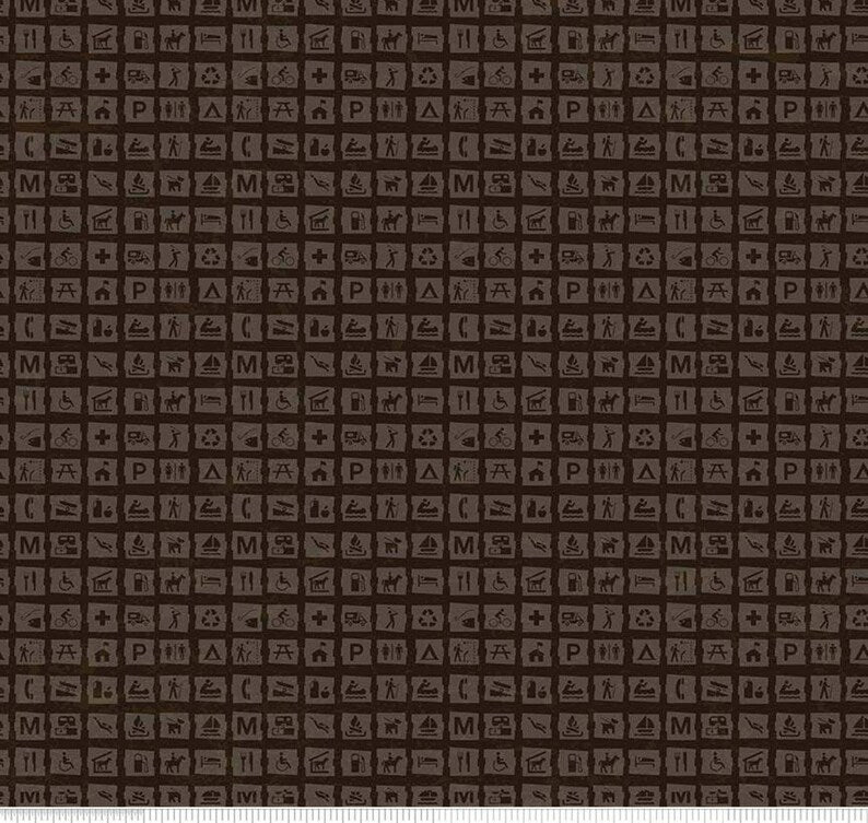 Riley Blake National Parks Signs C8783 Dark Brown