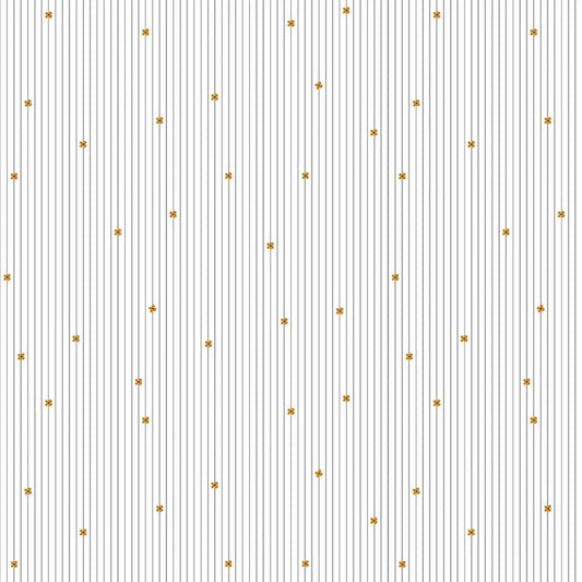 Riley Blake Spotted Stripes White Gold Metallic SC10847