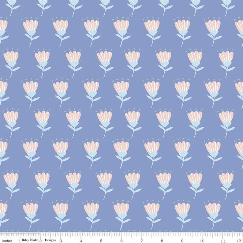 Riley Blake Mulberry Lane Tulips C11562 Blue