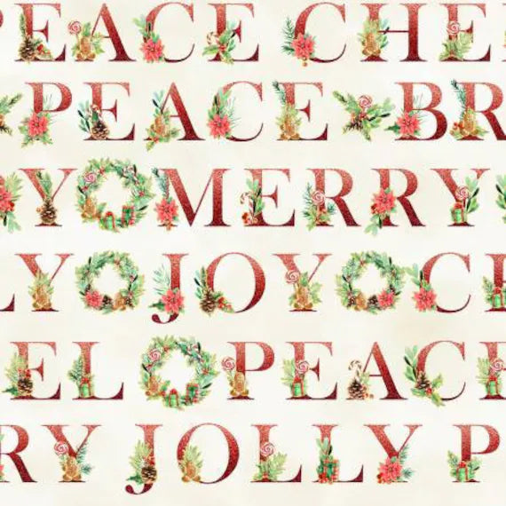 Hoffman Holiday Sweets Christmas Words Cream U4991-33G