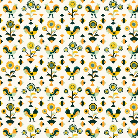 RJR Fabrics Lil' Bit Country Rockin' Rooster Green