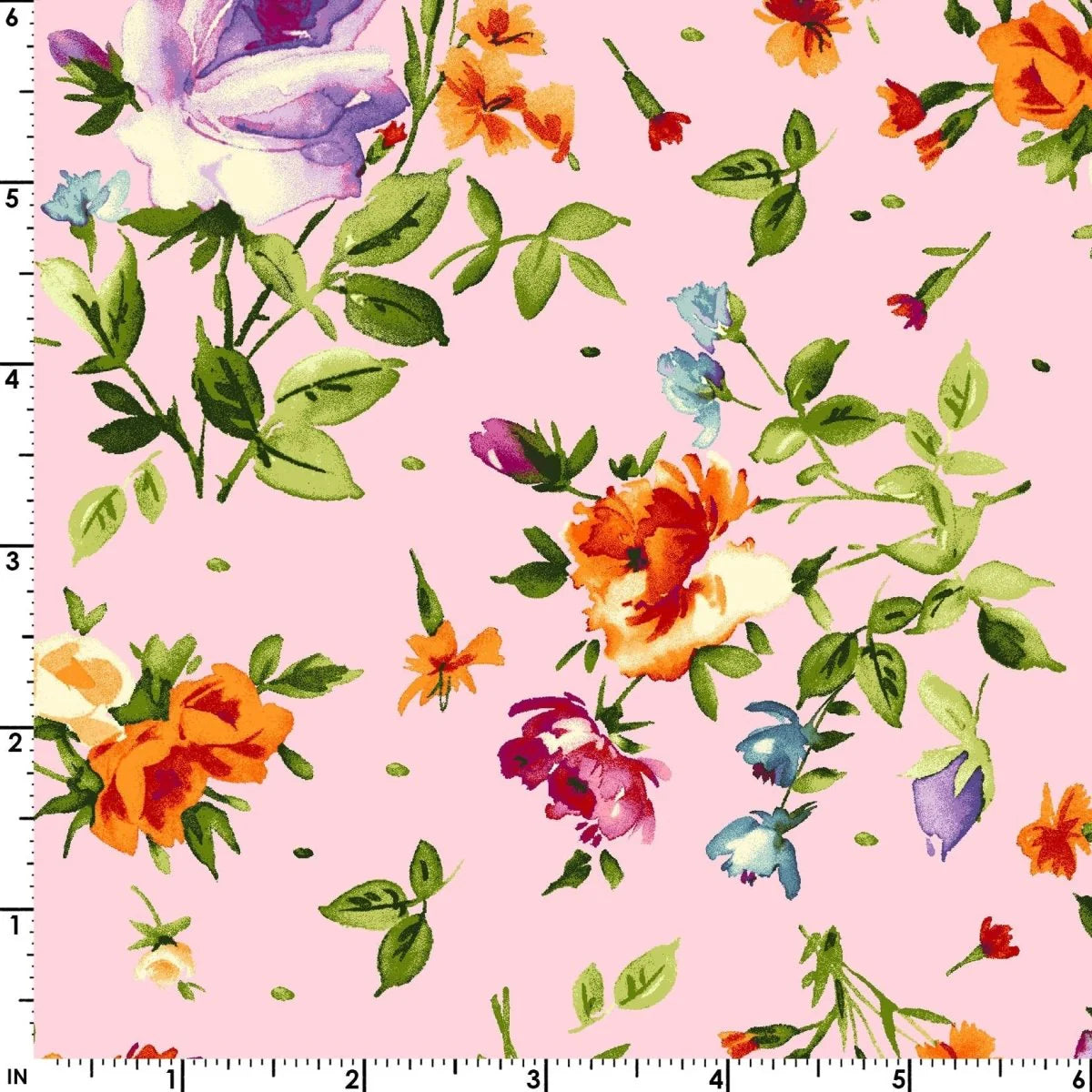 Maywood Studio Bloom On Spaced Floral on Pink MAS10073-P
