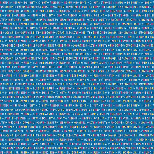 Riley Blake Happy Words Pure Delight Chatter Dark Blue C10093