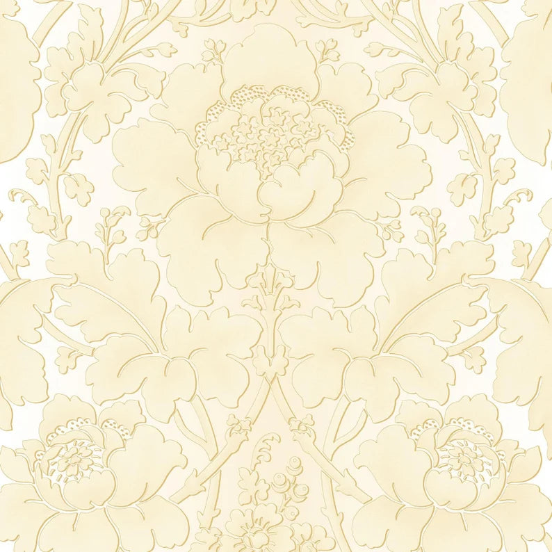 Benartex Flower Festival Garden Damask Ivory 3021-77