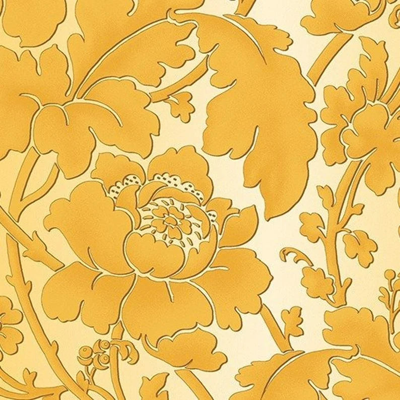 Benartex Flower Festival Garden Damask Gold 3021-33