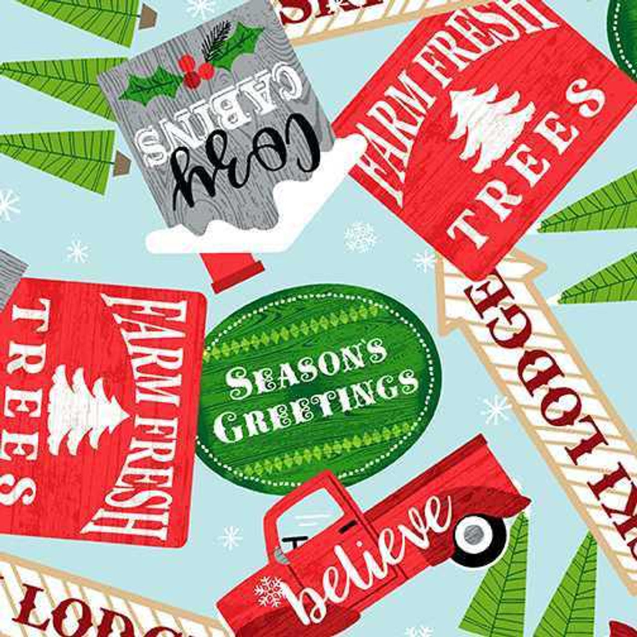 Benartex Keeping Cozy Signs Sky Blue 9916