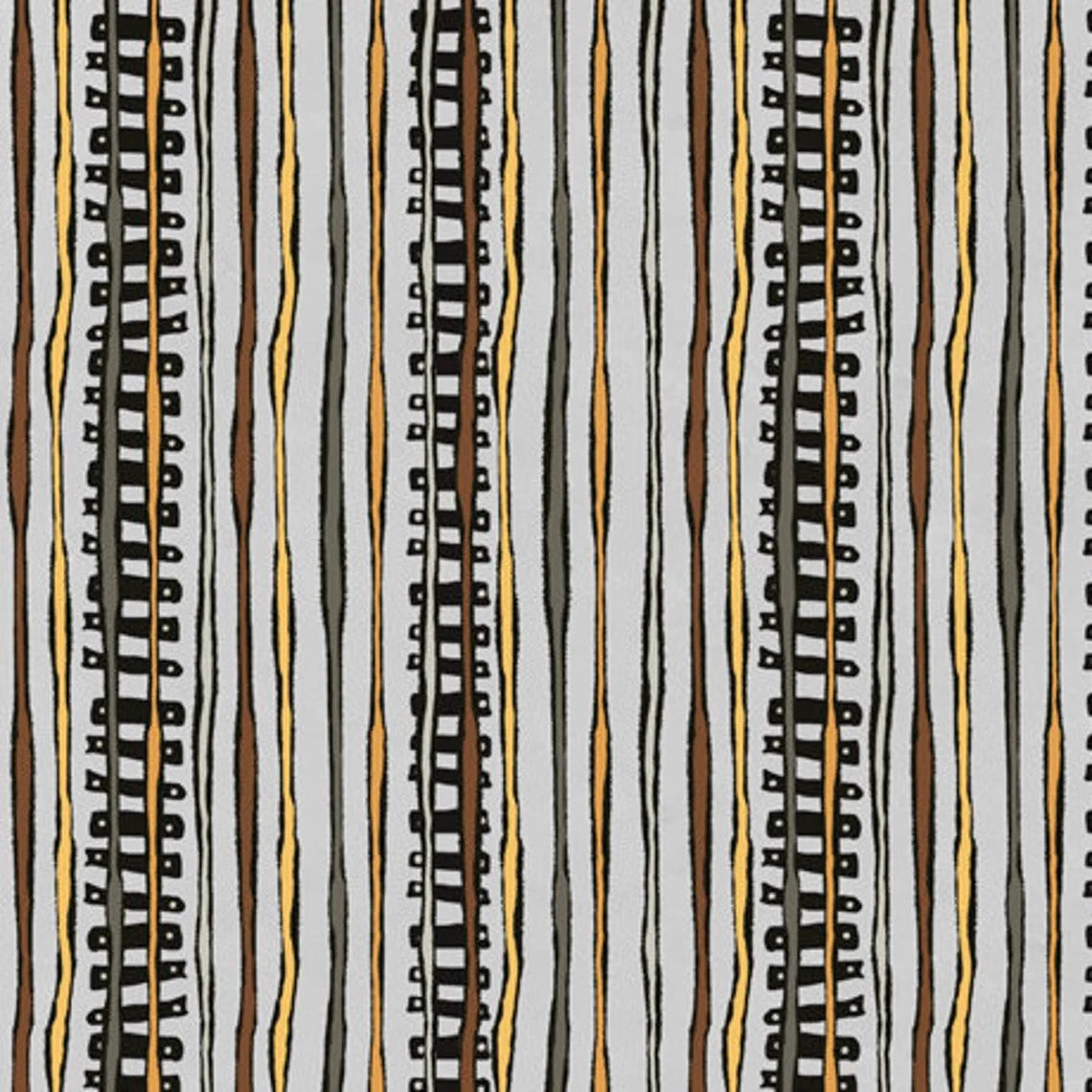 QT Fabrics Steampunk Express Railroad Stripe in Gray