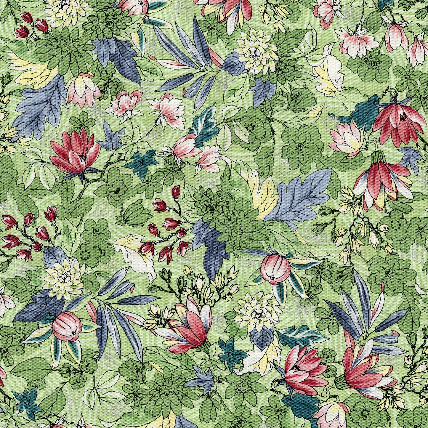 RJR Fabrics Serene Spring May Flowers Seedling Metallic 3251-003