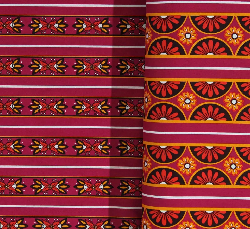 Robert Kaufman Stephanie Dawn Sunset Paisley Fifty/Fifty Multi Stripe 14641 Pink