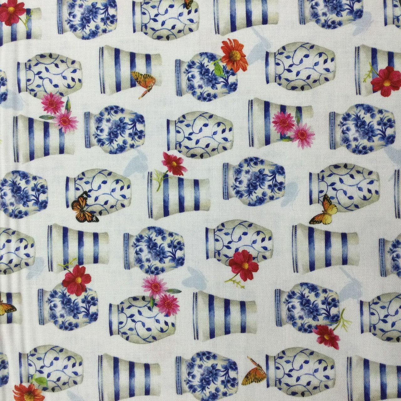 P&B Textiles Chinoiserie Garden on White