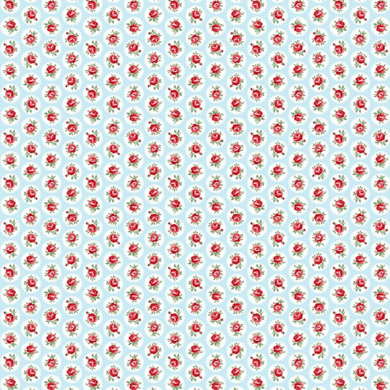 Timeless Treasures Fleur Farm Fresh Roses Circular Stamps Sky CD1537