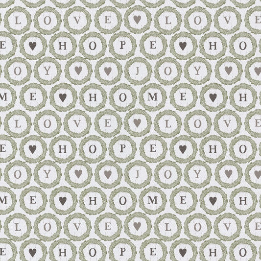 $5/yard $35/ BOLT Home Hope Love Joy Wreath on White