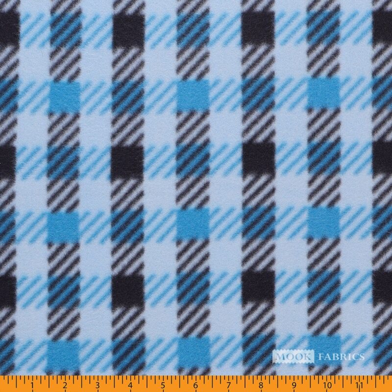 6000 Mook Fabrics Polar Fleece Blue Black Checkered 137773