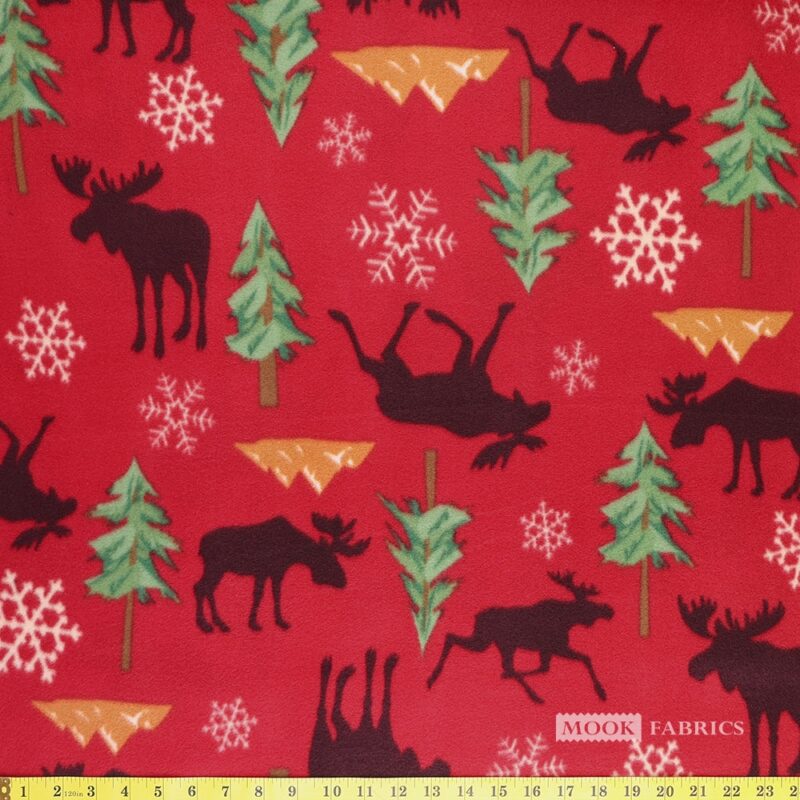 6002 Mook Fabrics Polar Fleece Moose Lodge Red 137765