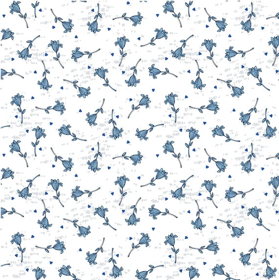 Clothworks Indigo Flowers on White Y3293-1